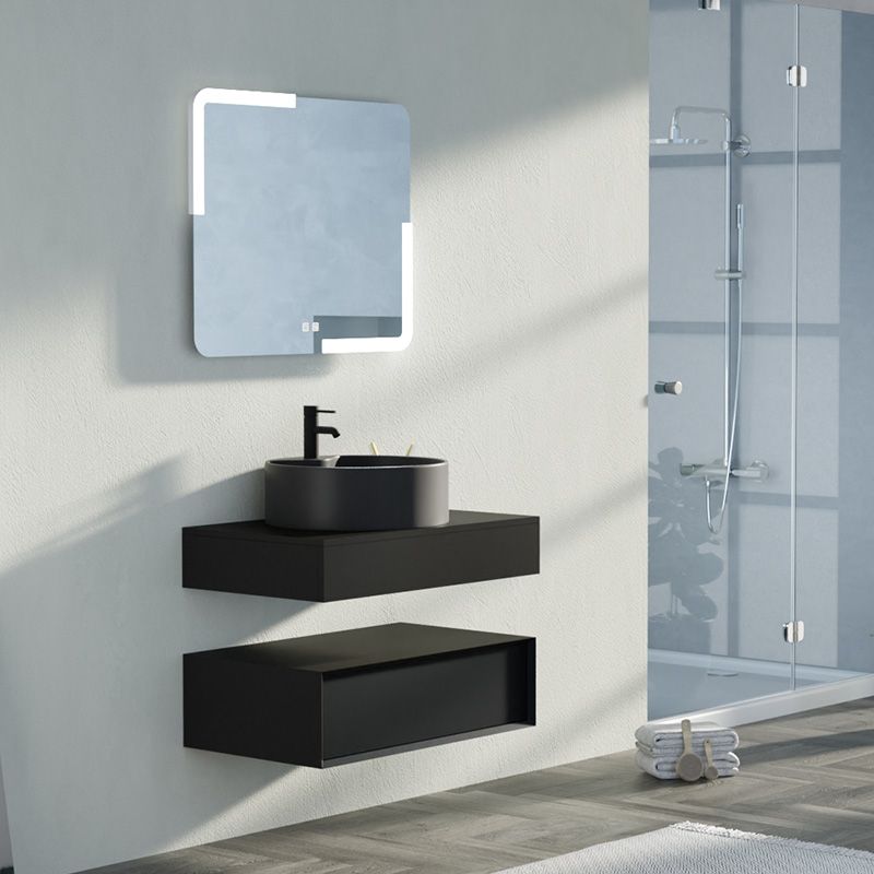 Meuble de salle de bain simple vasque FABRIANO 800 Noir mat