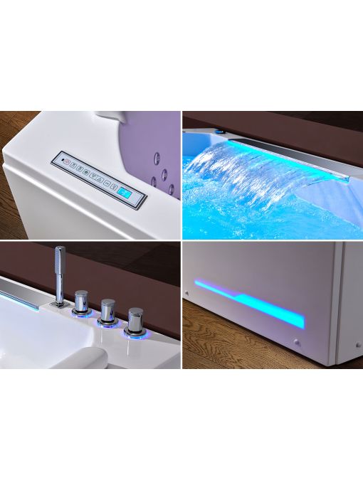 Détails PC, robinetterie cascade baignoire balnéo Pacifica 70 jets