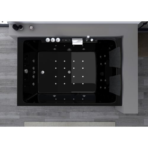 Baignoire balnéo 2 places rectangulaire Belize Droite noire 32 jets