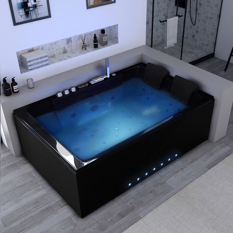 Baignoire balnéo 2 places rectangulaire Belize Droite noire 32 jets
