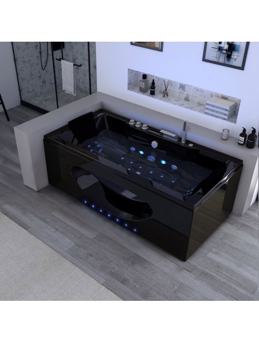 Baignoire balnéo confortable 32 jets Caiman Black