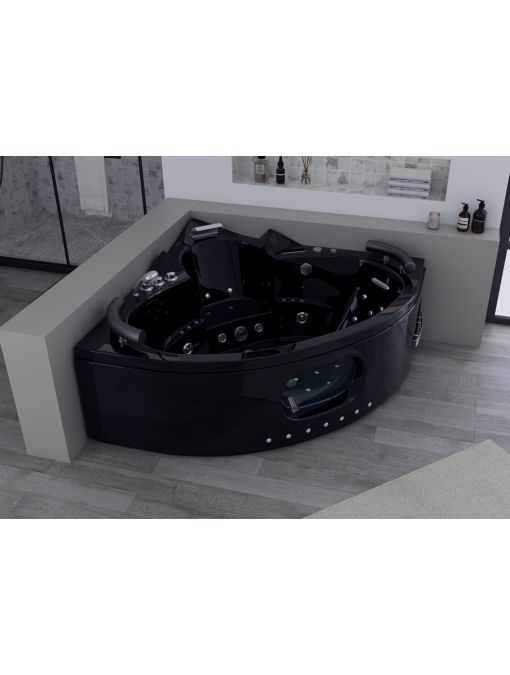 Baignoire avec hublot balnéo Corleone Noire 48 jets