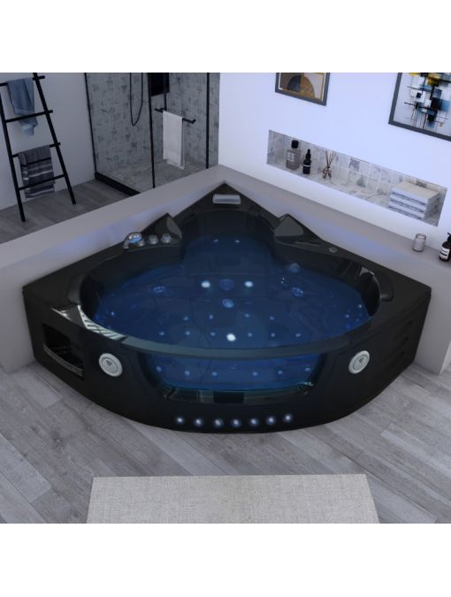 Baignoire balnéo Manhattan Black 38 jets biplace
