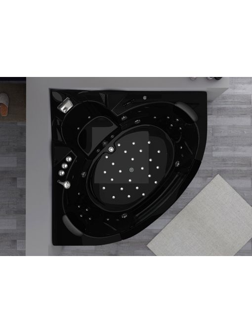 Vue de dessus de la baignoire balnéo Manhattan Black 38 jets