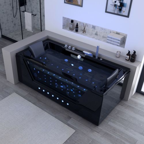Baignoire balnéo Palamos Black 32 jets avec hublot