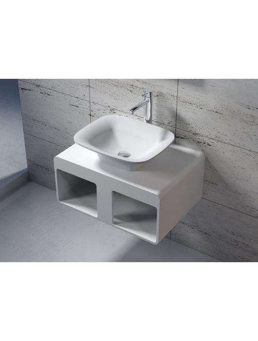 Plan de toilette suspendu et vasque rectangulaire évasée SDK54 + SDV33