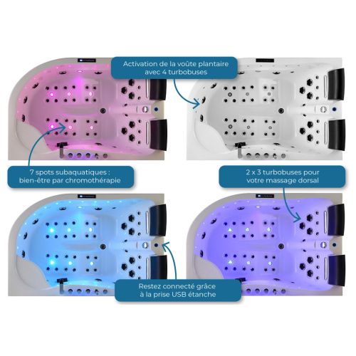 Baignoire Design balnéo Kalliste Droite 47 jets