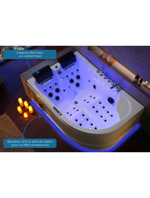 Vue intérieure Baignoire balnéo Kalliste Droite 47 jets