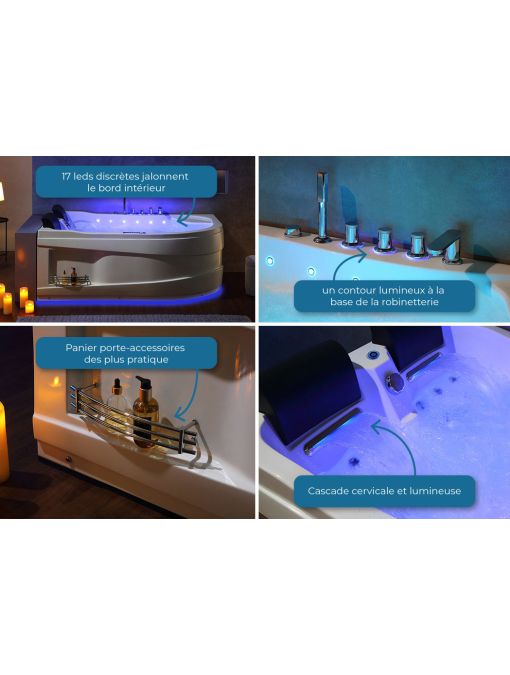 Détails Baignoire balnéo Kalliste Droite 47 jets