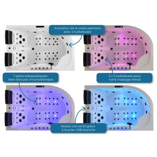 Baignoire Design balnéo Kalliste Gauche 47 jets