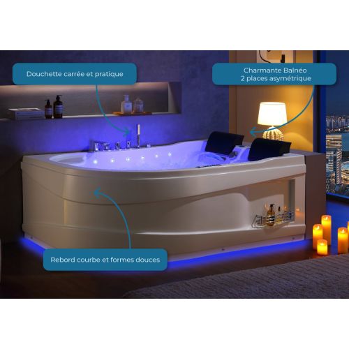 Baignoire Design balnéo Kalliste Gauche 47 jets