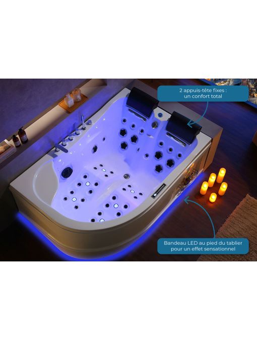 Baignoire asymétrique balnéo Kalliste Gauche 47 jets