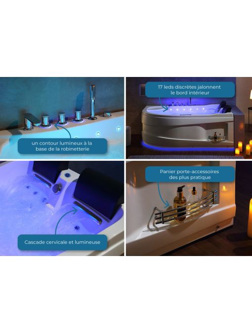 Détails Baignoire balnéo Kalliste Gauche 47 jets