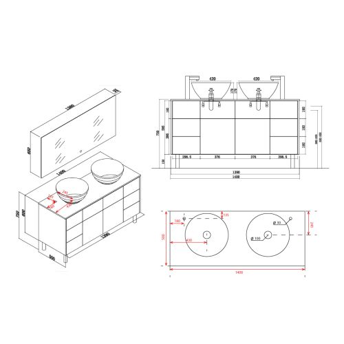 Meuble de salle de bain VERZINO Blanc mat et Noir mat