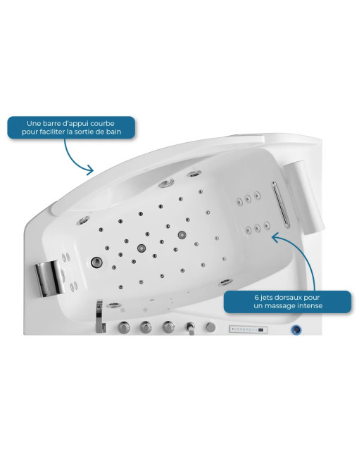 Vue intérieure Baignoire balnéo D-Bornéo 42 jets Whirlpool