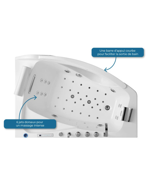 Vue supèrieure Baignoire balnéo G-Borneo 42 jets bain à remous