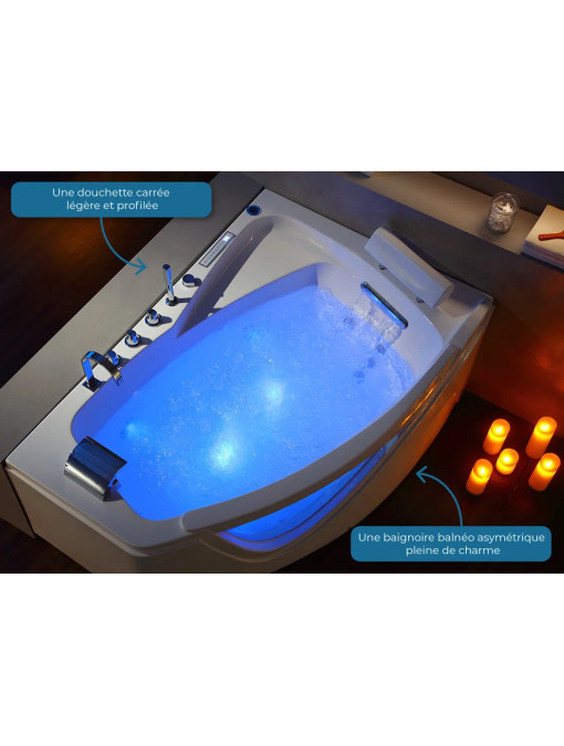 Baignoire balnéo asymètrique G-Borneo 42 jets Whirlpool