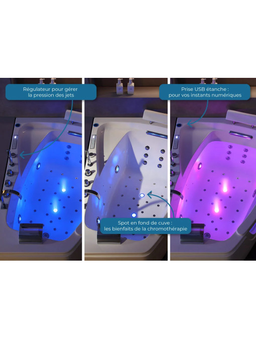 Baignoire massante et chromothérapie dans votre salle de bain