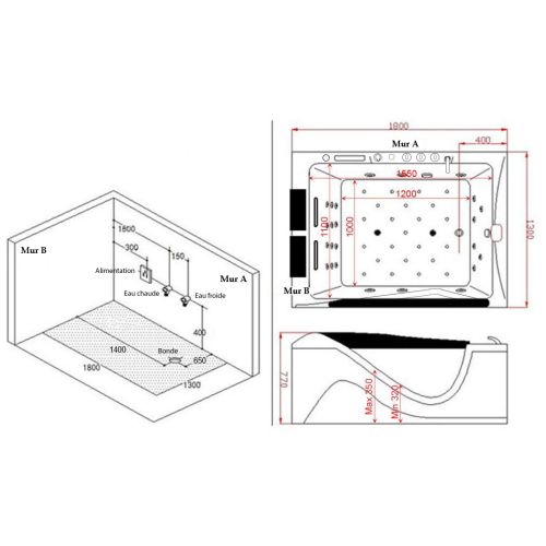 Baignoire balnéo D-Cayenne 48 jets