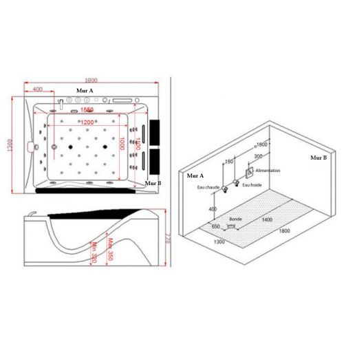 Baignoire balnéo G-Cayenne 48 jets