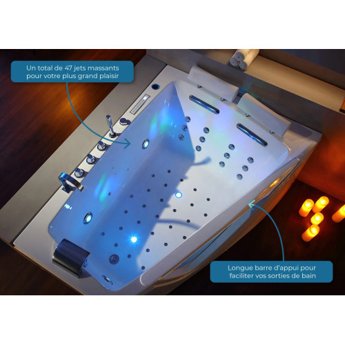 Baignoire balnéo asymétrique pour 2 personnes Neptune