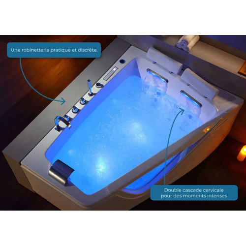 Baignoire balnéo asymétrique pour 2 personnes Neptune