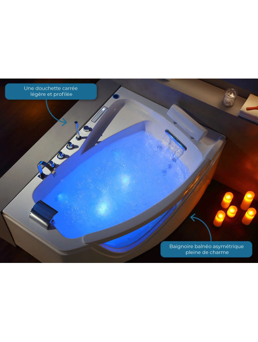 Baignoire balnéo asymètrique G-Borneo 42 jets Whirlpool