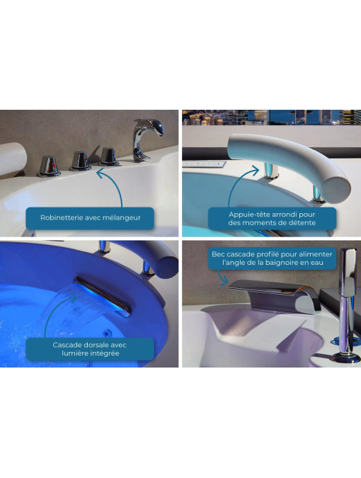 Détails Balnéo Dubaï 47 jets + massage cervicales