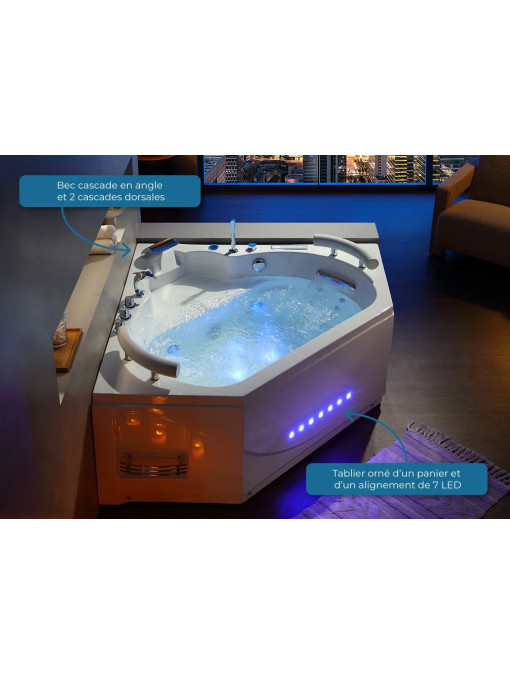 Baignoire à chromothérapie Dubaï 47 jets + massage cervicales