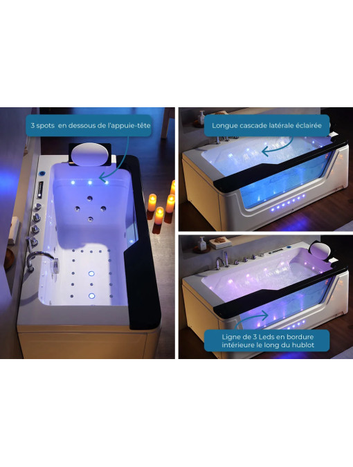 Baignoire balnéothérapie et chromothérapie Monaco 37 jets