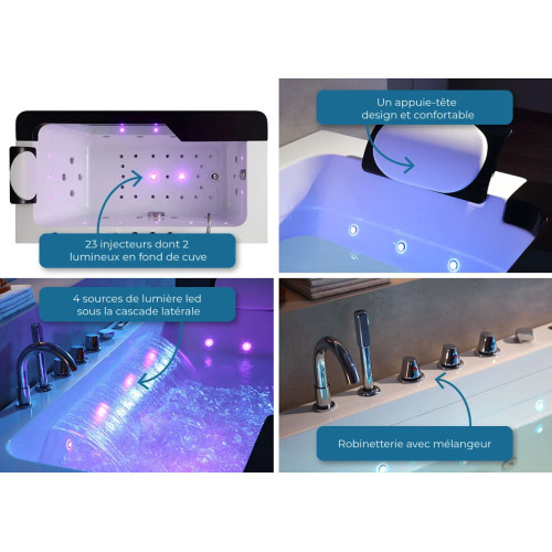 Baignoire rectangulaire balnéo Monaco 37 jets