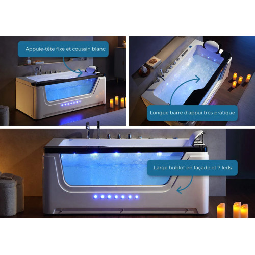 Baignoire rectangulaire balnéo Monaco 37 jets