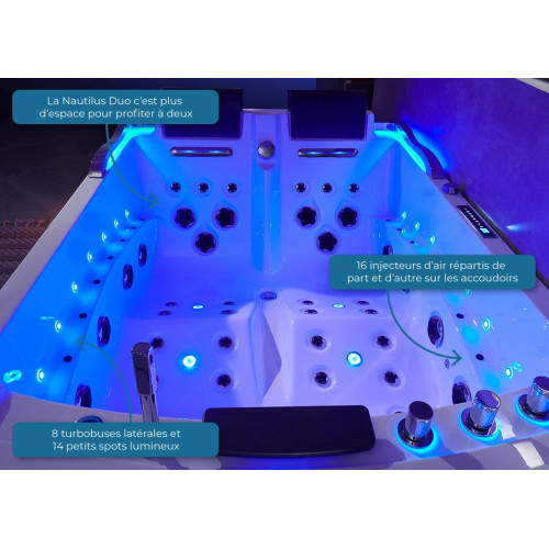 Baignoire balnéothérapie Nautilus Inox DUO Droit 70 jets