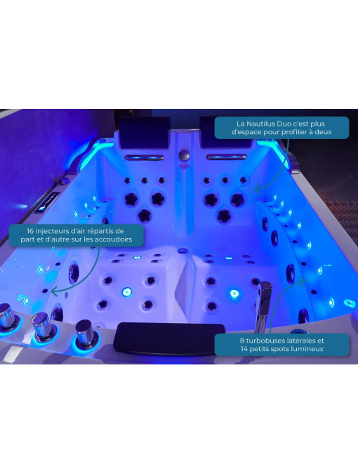 Intérieur baignoire balnéo Nautilus Inox DUO Gauche 70 jets