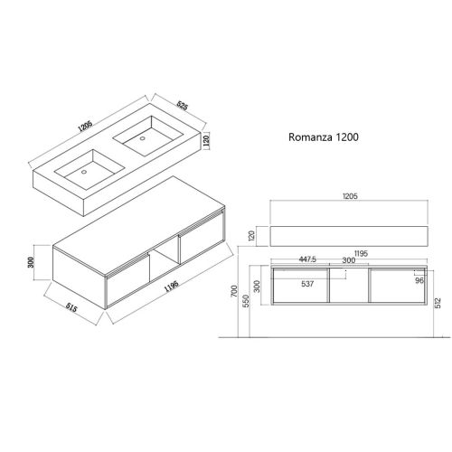 Meuble de salle de bain ROMANZA_1200 Noir