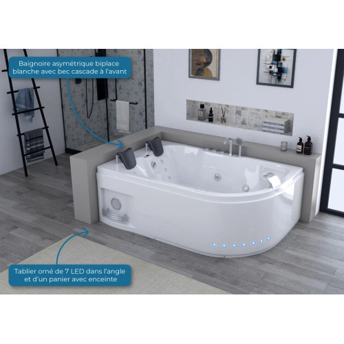 Baignoire balnéo asymétrique D-Mauna-Loa 30 jets Whirlpool