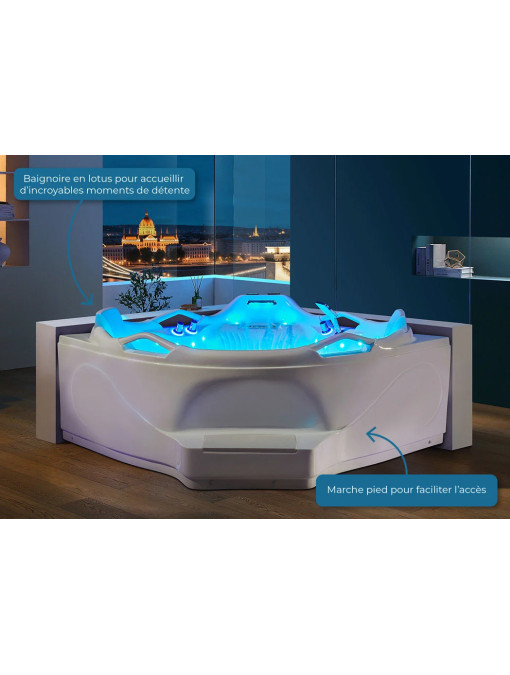 Baignoire balnéo design angle Love story 42 jets