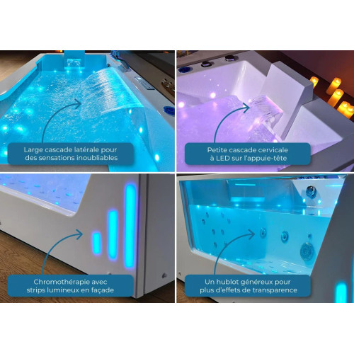 Baignoire balnéo Luminosa 53 jets avec hublot 