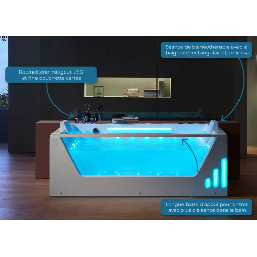 Baignoire balnéo Luminosa 53 jets avec hublot 