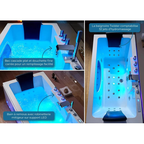 Baignoire balnéo Twister 32 jets pour votre salle de bain