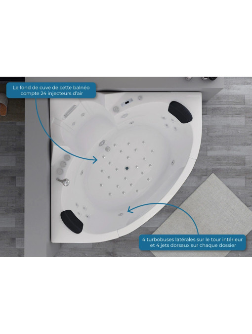 Baignoire balnéo 150 cm 2 personnes avec place en angle