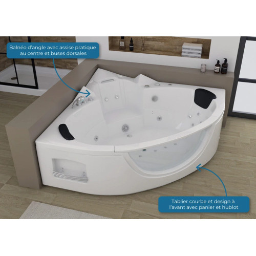 Baignoire balneo d'angle 2 places Seattle-S 26 jets
