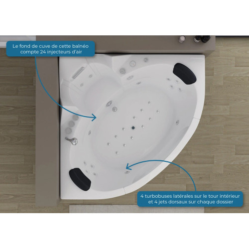 Baignoire balneo d'angle 2 places Seattle-S 26 jets
