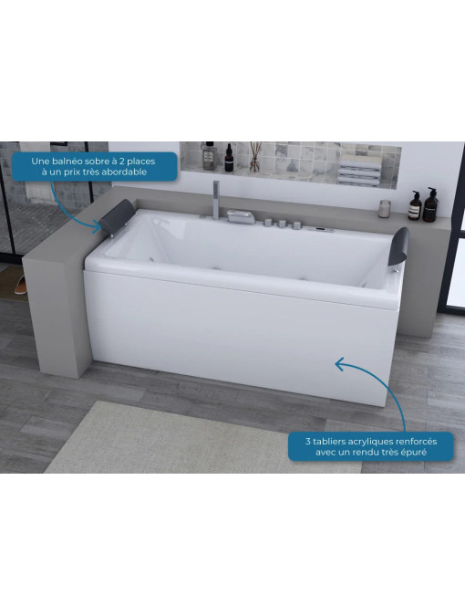 Baignoire balneo rectangulaire 2 places Marbella 22 jets