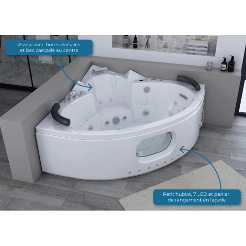 Baignoire d'angle balnéo Corleone 48 jets