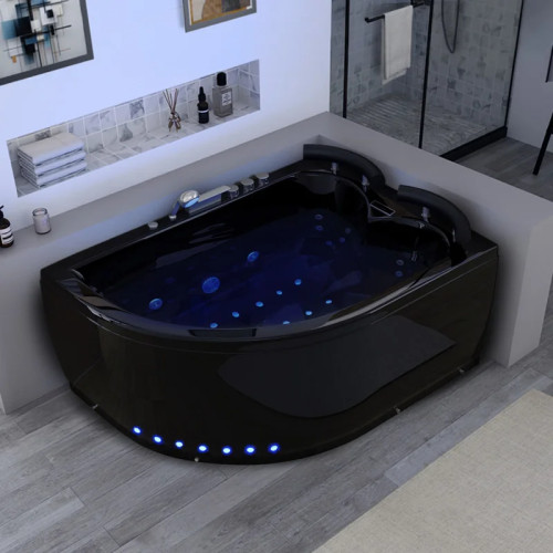 Baignoire Maori Balnéo Noire asymètrique côté Gauche 32 jets