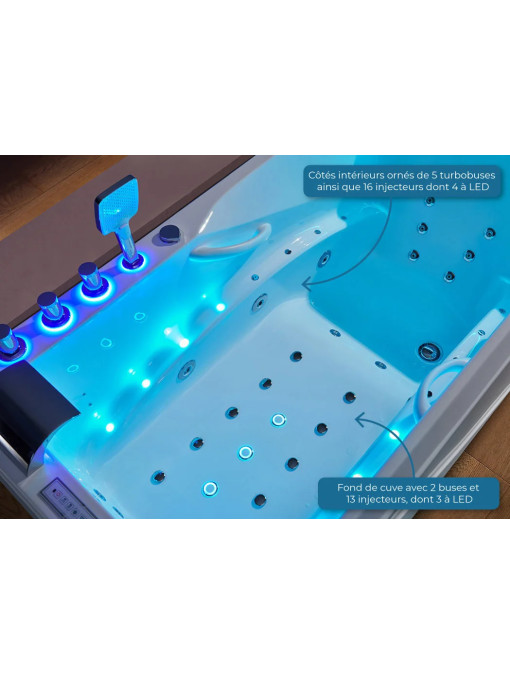 Baignoire balnéo gauche à 46 jets hydromassants