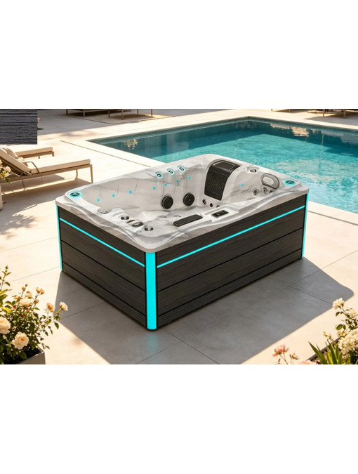 SPA 2 places Romantic en extèrieur Silver White Marble Ardoise 46 jets
