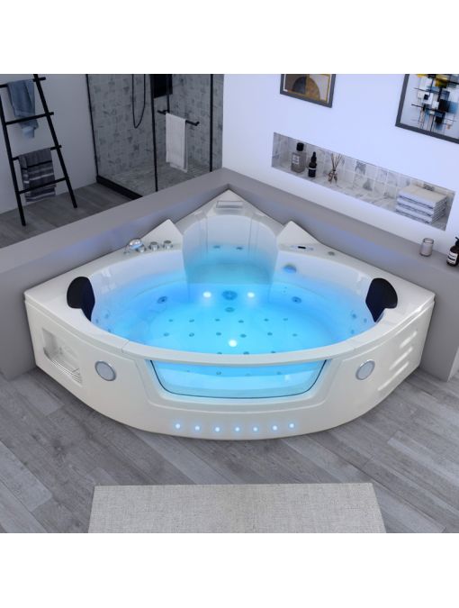 Baignoire d'angle massante 2 places avec hublot