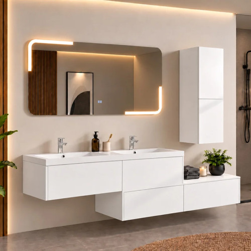 Meuble Design de salle de bain BELLISSIMO Blanc